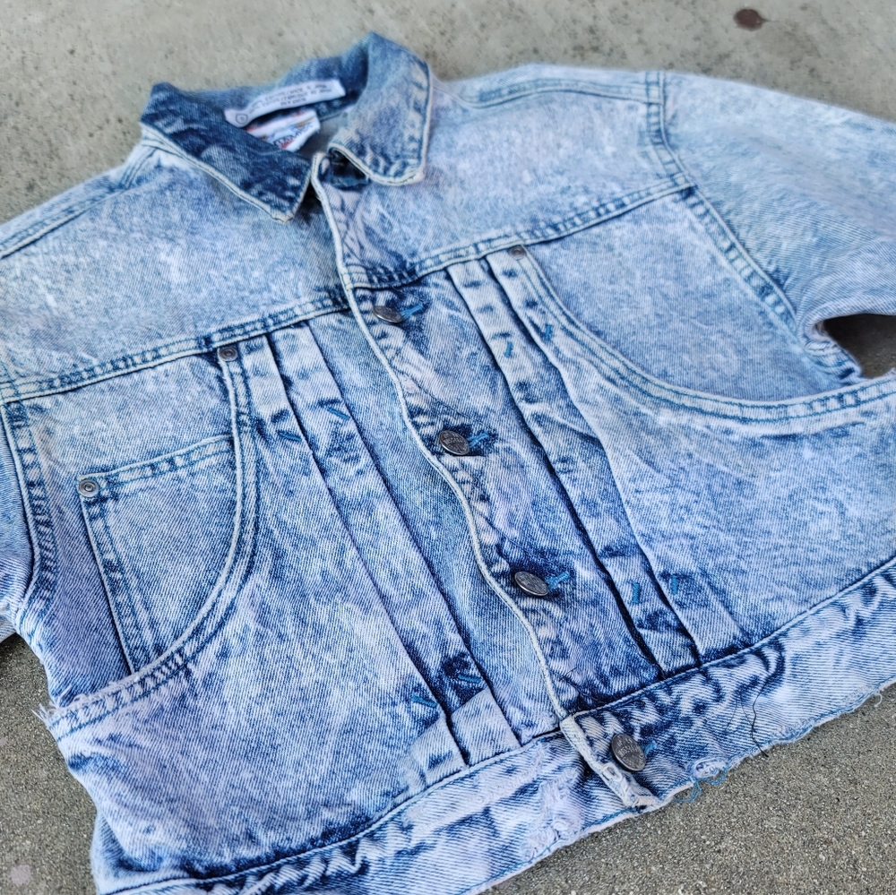Vtg Code Bleu Acid Washed Cropped Distressed Jean Denim  Japanese Jacket - Picture 4 of 9
